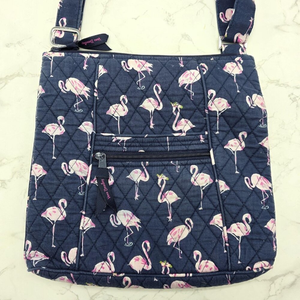Vera Bradley Crossbody Bag Blue Flamingo Fiesta Quilted Purse and Wallet Hipster - Picture 2 of 16
